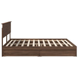 Storage Bed with Drawer Brown Oak 200 x 200 cm Engineered Wood 3408430
