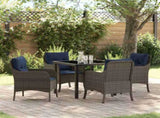 Garden Dining Set with Cushion 5 pcs Grey Poly Rattan 3380191