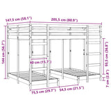 Triple Bunk Bed Frame White 140 x 200 cm Solid Pine Wood 3414565