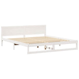 Bed Frame with Headboard White 200 x 200 cm Solid Pine Wood 873260