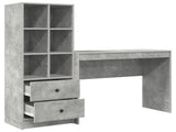 Desk with Drawer with Shelf with Storage 2 pcs Concrete Grey 3337332