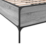 ZNTS Bed Frame Grey Sonoma 75x190 cm Small Single Engineered Wood and Metal 844994