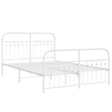 Metal Bed Frame without Mattress with Footboard White 140x190cm 376667