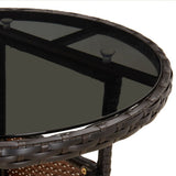 3 Piece Garden Bistro Set with Cushions Brown Poly Rattan 3187438