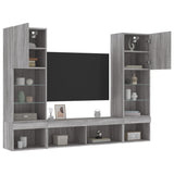 5 Piece TV Wall Units with LED Grey Sonoma Engineered Wood 3216695