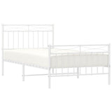 Metal Bed Frame without Mattress with Footboard White 100x190cm 373752