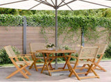 5 Piece Garden Dining Set Beige Poly Rattan and Solid Wood 3281816