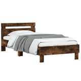 Bed Frame without Mattress with LED Lights Smoked Oak 100x200 cm 838712