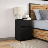 ZNTS Bedside Cabinet with LED Lights Black Engineered Wood 852000