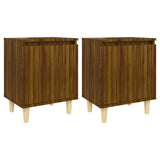 Bed Cabinets with Solid Wood Legs 2 pcs Brown Oak 40x30x50 cm 813115
