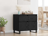 Sideboard Black Oak 60 x 35 x 70 cm Engineered Wood and Iron 881743