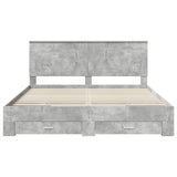Bed Frame Concrete Grey 200 x 200 cm Engineered Wood 3409611