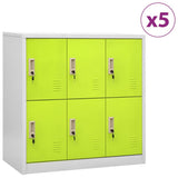 Locker Cabinets 5 pcs Light Grey and Green 90x45x92.5 cm Steel 3095238