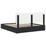 Storage Bed with Headboard Black 200 x 200 cm Engineered Wood 3412652