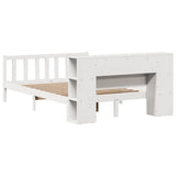 Bookcase Bed without Mattress White 135x190 cm Double Solid Wood Pine 3321652
