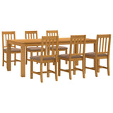 Dining Set 7 pcs Grey Solid Oak Wood 3430383