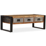 Coffee Table with 3 Drawers Solid Reclaimed Wood 100x50x35 cm 244941