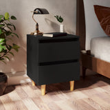 805854 Bed Cabinets with Solid Pinewood Legs 2 pcs Black 40x35x50 cm