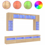 8 Piece TV Wall Cabinet Set with LED Lights Sonoma Oak 3216766