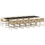 13 Piece Garden Dining Set with Cushions Beige Poly Rattan 3211306