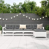 5 Piece Garden Sofa Set White Solid Wood Pine 3250853