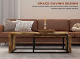 Coffee Tables Set of 2, Industrial Nest of Tables with Metal Frame for Living Room Bedroom, Rustic T3398P343241