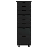Rolling Cabinet with Drawers MOSS Black Solid Wood Pine 4015786