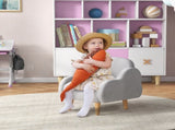 Kids Armchair Toddler Sofa Children Chair with Arm Rest, Wooden Frame, Velvet, PP Legs, Cloud Shape, T3398P347656