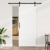 Sliding Door White and Black 93 x 232 cm Solid Pine Wood 3333183