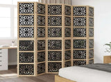 Room Divider 6 Panels Brown and Black Solid Wood Paulownia 358812