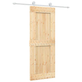 Sliding Door Natural and White 80 x 210 cm Solid Pine Wood 3445013