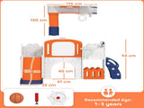 7 in 1 Toddler Slide Set with Basketball Hoop, Climbing Frame, Telescope, Drawing Board, Storage T3398P549474