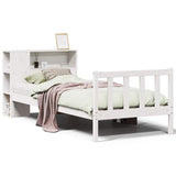 Bookcase Bed without Mattress White 90x190 cm Single Solid Wood Pine 3321679