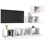 4 Piece TV Cabinet Set White Engineered Wood 3078735