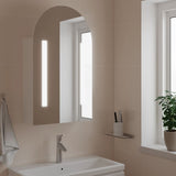 ZNTS Bathroom Mirror Cabinet with LED Light Arched White 42x13x70 cm 357973