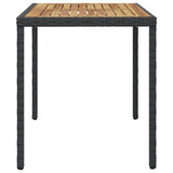 46450 Garden Table Black and Brown 123x60x74 cm Solid Acacia Wood