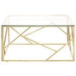 ZNTS Coffee Table Gold Stainless Steel and Tempered Glass 349954