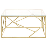 ZNTS Coffee Table Gold Stainless Steel and Tempered Glass 349954