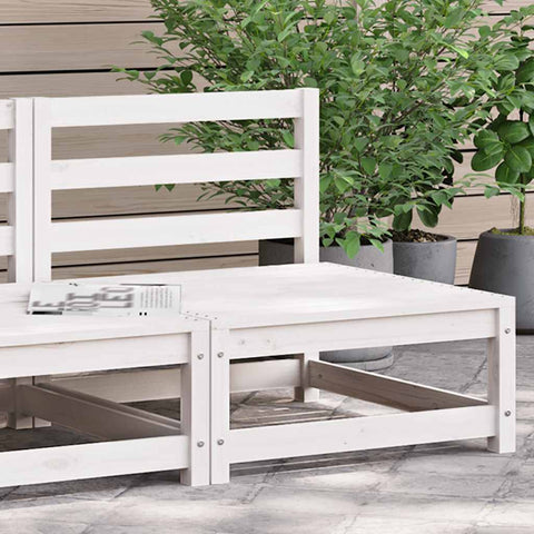 Garden Middle Sofa White Solid Wood Pine 805666