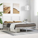 Metal Bed Frame without Mattress with Headboard White 140x190cm 352368