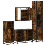 4 Piece Bathroom Furniture Set Smoked Oak Engineered Wood 3301212