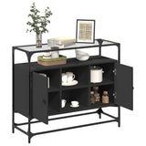 Sideboard with Glass Top Black 98x35x81 cm Engineered Wood 846069