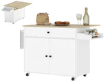 Rolling Kitchen Island with Drop Leaf, Kitchen Storage Cart with Drawer, Spice Rack and Towel Rack, T3398P378828