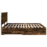 Bed Frame with Drawer Smoked Oak 200 x 200 cm Engineered Wood 3409612