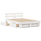 Bed Frame with Headboard White 160 x 200 cm Solid Pine Wood 3382269
