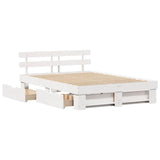 Bed Frame with Headboard White 150 x 200 cm Solid Pine Wood 3382272