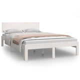 Bed Frame White Solid pine wood, plywood slats 120x200 cm Tough 810491