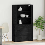 Highboard Black Oak 80 x 33 x 150 cm Engineered Wood 3333081