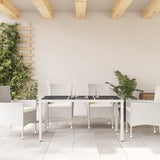 Garden Table with Glass Top White 150x90x75 cm Poly Rattan 368126