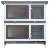 170834 Outdoor Rabbit Hutch 4 Doors Grey Wood